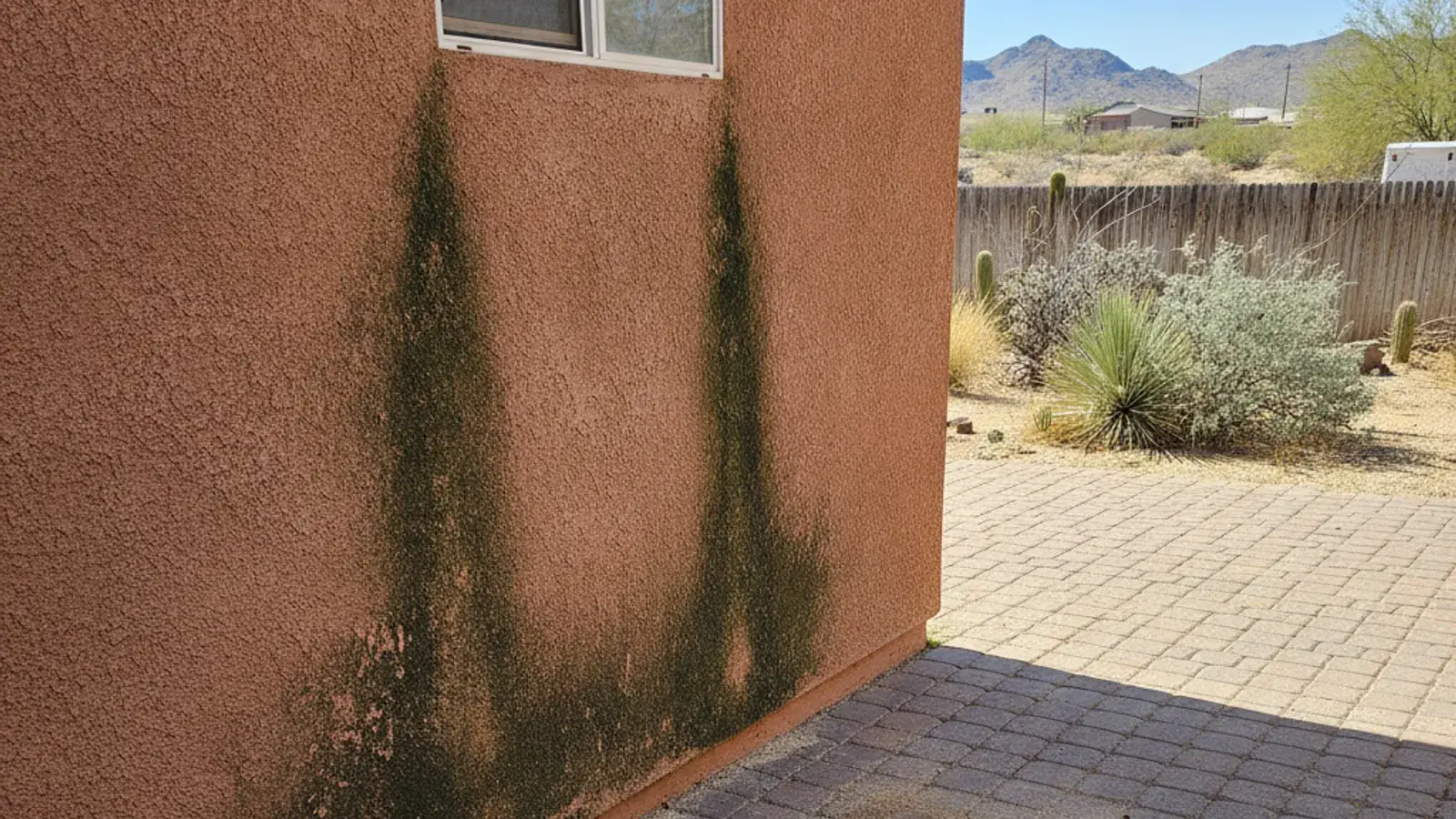 Before: Algae streaks and chalky oxidation